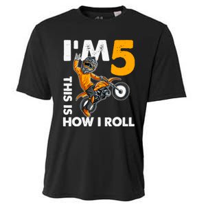 IM 5 This Is How I Roll Dirt Bike 5th Birthday Party Boy Cooling Performance Crew T-Shirt