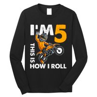 IM 5 This Is How I Roll Dirt Bike 5th Birthday Party Boy Long Sleeve Shirt