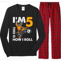 IM 5 This Is How I Roll Dirt Bike 5th Birthday Party Boy Long Sleeve Pajama Set