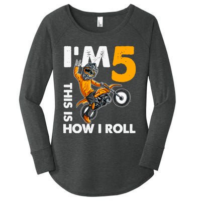 IM 5 This Is How I Roll Dirt Bike 5th Birthday Party Boy Women's Perfect Tri Tunic Long Sleeve Shirt