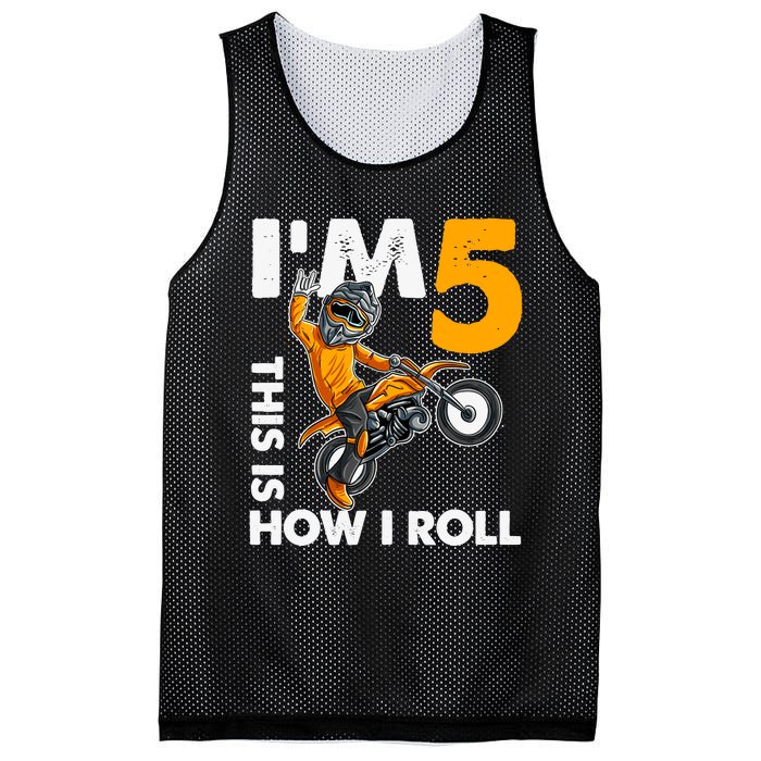 IM 5 This Is How I Roll Dirt Bike 5th Birthday Party Boy Mesh Reversible Basketball Jersey Tank