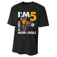 IM 5 This Is How I Roll Dirt Bike 5th Birthday Party Boy Performance Sprint T-Shirt