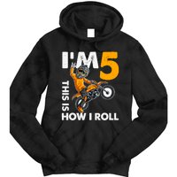 IM 5 This Is How I Roll Dirt Bike 5th Birthday Party Boy Tie Dye Hoodie