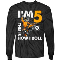 IM 5 This Is How I Roll Dirt Bike 5th Birthday Party Boy Tie-Dye Long Sleeve Shirt