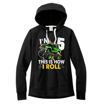 IM 5 This Is How I Roll Monster Truck 5th Birthday Women's Fleece Hoodie