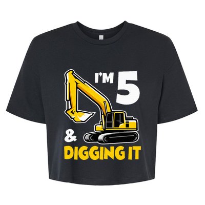 I'm 5 Year Old Gift Excavator Construction 5th Birthday Bella+Canvas Jersey Crop Tee