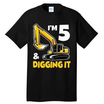 I'm 5 Year Old Gift Excavator Construction 5th Birthday Tall T-Shirt