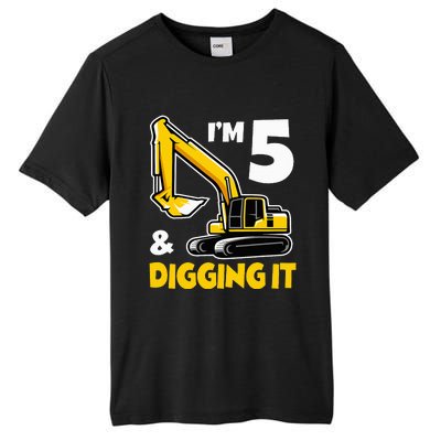 I'm 5 Year Old Gift Excavator Construction 5th Birthday Tall Fusion ChromaSoft Performance T-Shirt