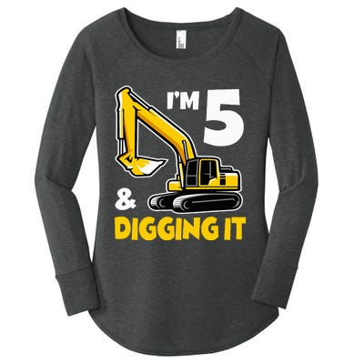 I'm 5 Year Old Gift Excavator Construction 5th Birthday Women's Perfect Tri Tunic Long Sleeve Shirt