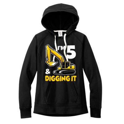 I'm 5 Year Old Gift Excavator Construction 5th Birthday Women's Fleece Hoodie