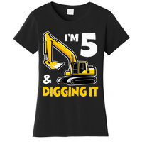 I'm 5 Year Old Gift Excavator Construction 5th Birthday Women's T-Shirt