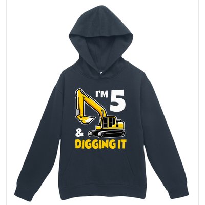 I'm 5 Year Old Gift Excavator Construction 5th Birthday Urban Pullover Hoodie