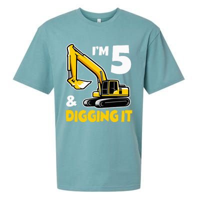 I'm 5 Year Old Gift Excavator Construction 5th Birthday Sueded Cloud Jersey T-Shirt