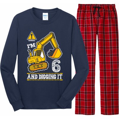 IM 6 And Digging It 6th Birthday Boy Construction Long Sleeve Pajama Set