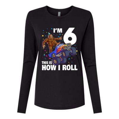 I'm 6 Bigfoot Sasquatch Monster Truck 6th Birthday Boy Womens Cotton Relaxed Long Sleeve T-Shirt