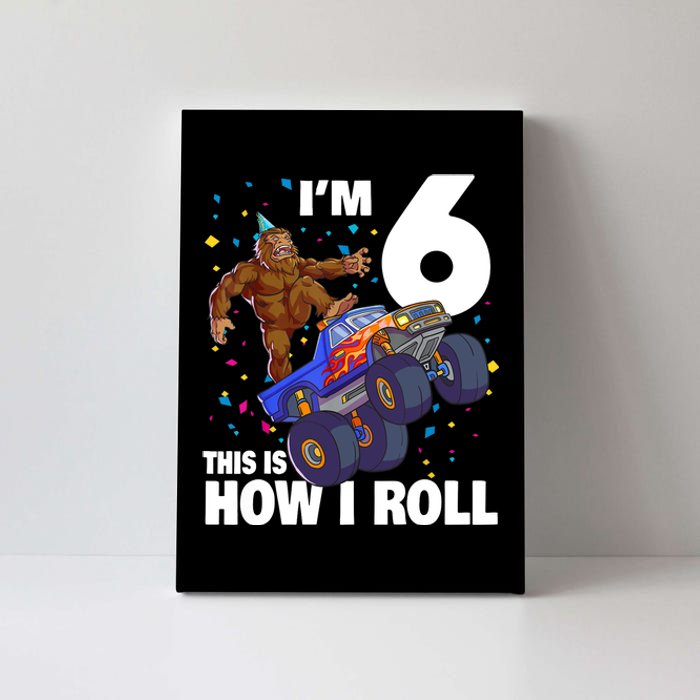 I'm 6 Bigfoot Sasquatch Monster Truck 6th Birthday Boy Canvas