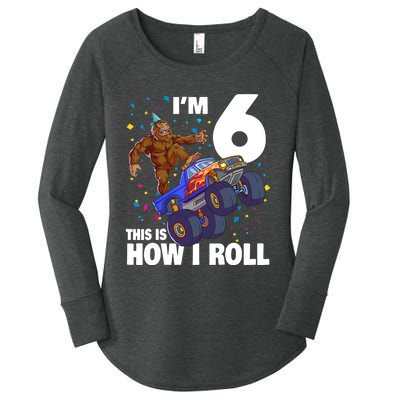 I'm 6 Bigfoot Sasquatch Monster Truck 6th Birthday Boy Women's Perfect Tri Tunic Long Sleeve Shirt