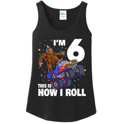 I'm 6 Bigfoot Sasquatch Monster Truck 6th Birthday Boy Ladies Essential Tank