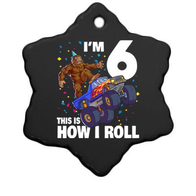 I'm 6 Bigfoot Sasquatch Monster Truck 6th Birthday Boy Ceramic Star Ornament