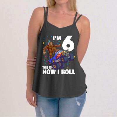 I'm 6 Bigfoot Sasquatch Monster Truck 6th Birthday Boy Women's Strappy Tank