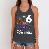 I'm 6 Bigfoot Sasquatch Monster Truck 6th Birthday Boy Women's Knotted Racerback Tank