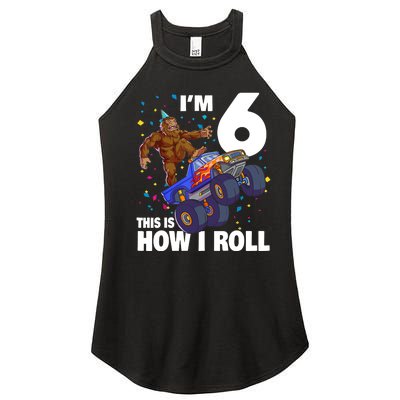 I'm 6 Bigfoot Sasquatch Monster Truck 6th Birthday Boy Women's Perfect Tri Rocker Tank