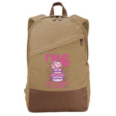 I'm 6 Bday Axolotl Party Cute 6th Birthday Axolotl Cotton Canvas Backpack