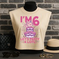 I'm 6 Bday Axolotl Party Cute 6th Birthday Axolotl Garment-Dyed Women's Muscle Tee