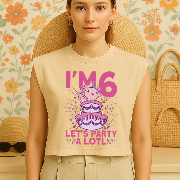 I'm 6 Bday Axolotl Party Cute 6th Birthday Axolotl Garment-Dyed Women's Muscle Tee