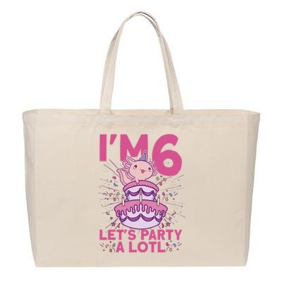 I'm 6 Bday Axolotl Party Cute 6th Birthday Axolotl Cotton Canvas Jumbo Tote