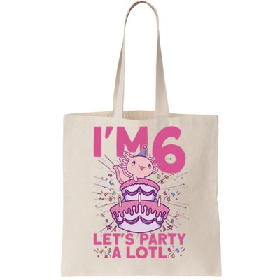 I'm 6 Bday Axolotl Party Cute 6th Birthday Axolotl Tote Bag