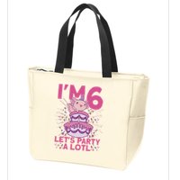 I'm 6 Bday Axolotl Party Cute 6th Birthday Axolotl Zip Tote Bag
