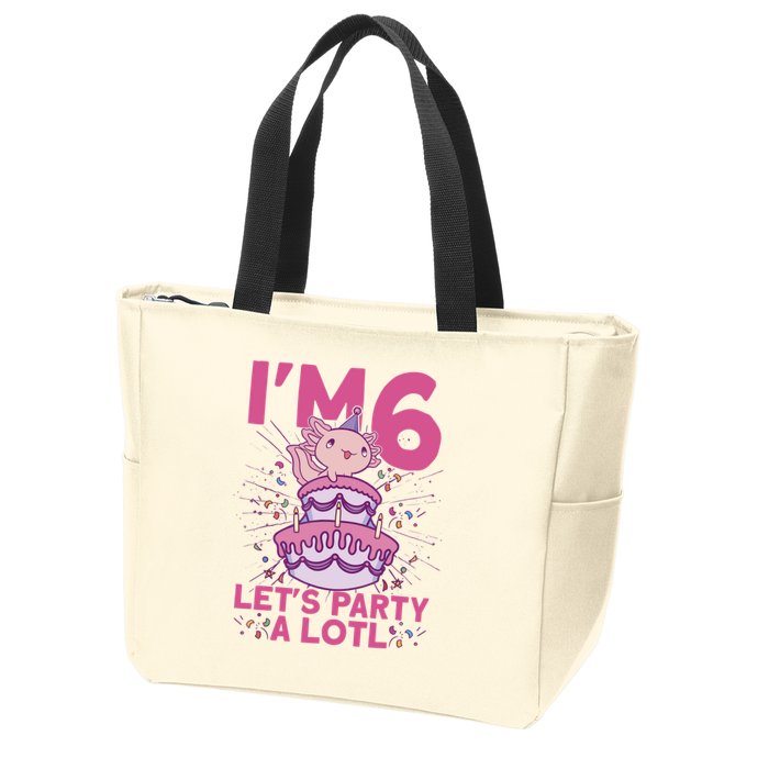 I'm 6 Bday Axolotl Party Cute 6th Birthday Axolotl Zip Tote Bag