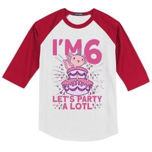 I'm 6 Bday Axolotl Party Cute 6th Birthday Axolotl Kids Colorblock Raglan Jersey