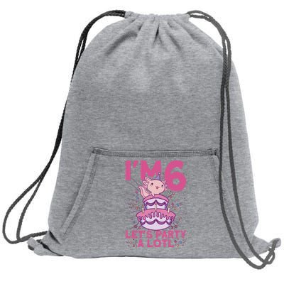 I'm 6 Bday Axolotl Party Cute 6th Birthday Axolotl Sweatshirt Cinch Pack Bag