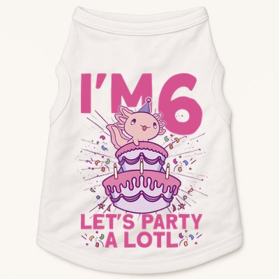 I'm 6 Bday Axolotl Party Cute 6th Birthday Axolotl Doggie Tank