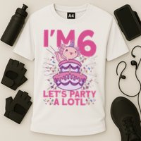 I'm 6 Bday Axolotl Party Cute 6th Birthday Axolotl Performance Shirt