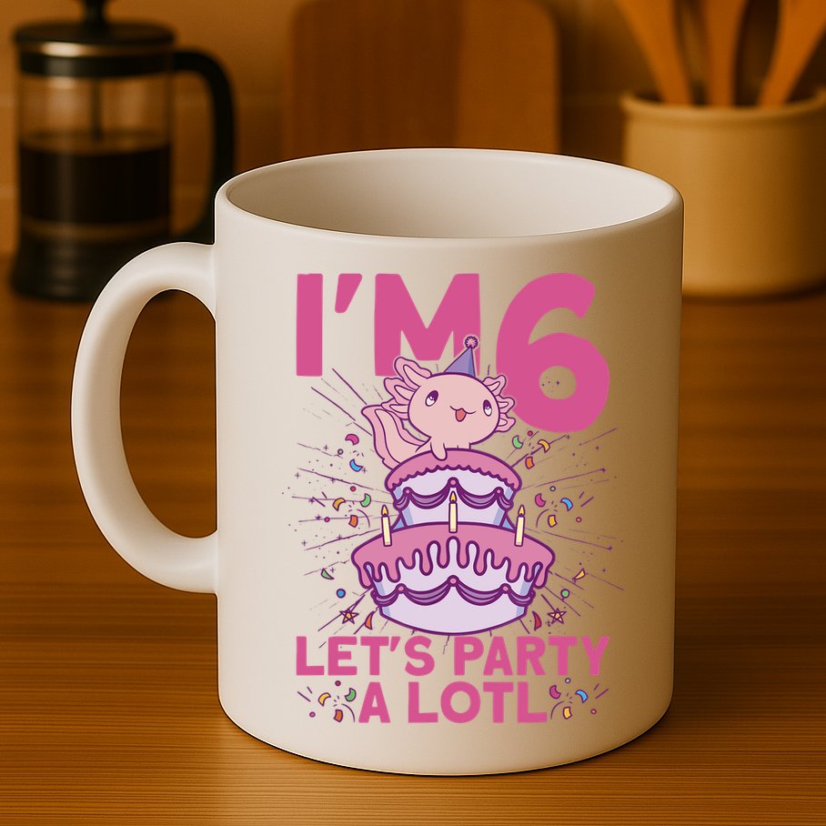 I'm 6 Bday Axolotl Party Cute 6th Birthday Axolotl Mug