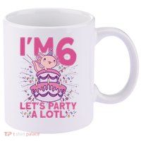 I'm 6 Bday Axolotl Party Cute 6th Birthday Axolotl 11oz C Handle Ceramic Mug