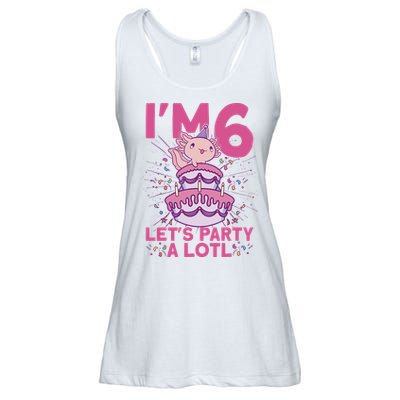 I'm 6 Bday Axolotl Party Cute 6th Birthday Axolotl Ladies Essential Flowy Tank