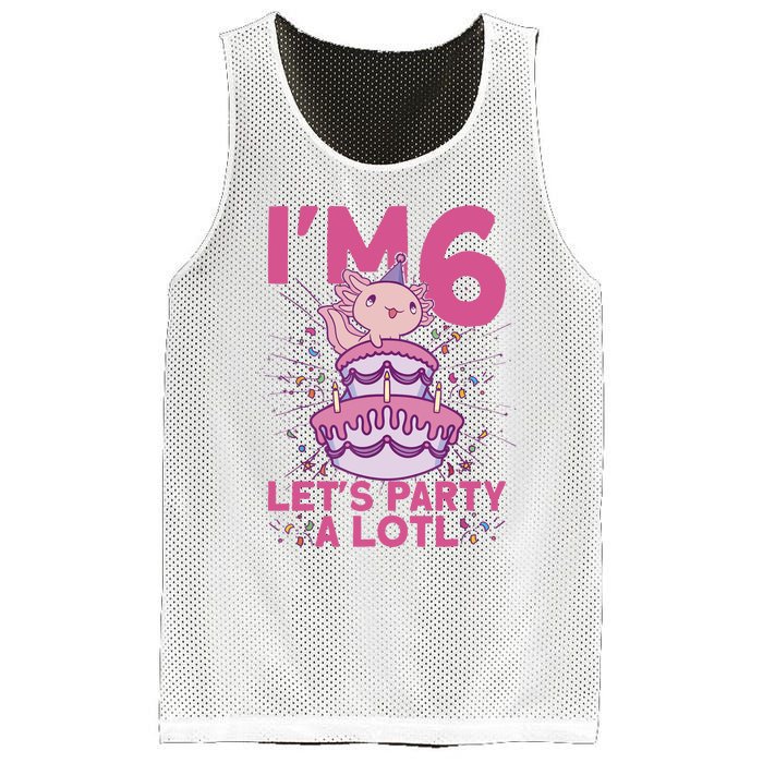 I'm 6 Bday Axolotl Party Cute 6th Birthday Axolotl Mesh Reversible Basketball Jersey Tank