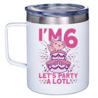 I'm 6 Bday Axolotl Party Cute 6th Birthday Axolotl 12oz Stainless Steel Coffee Mug