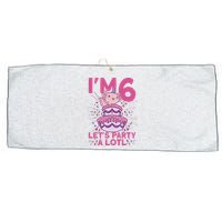 I'm 6 Bday Axolotl Party Cute 6th Birthday Axolotl Large Microfiber Waffle Golf Towel