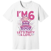 I'm 6 Bday Axolotl Party Cute 6th Birthday Axolotl Premium T-Shirt