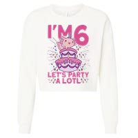 I'm 6 Bday Axolotl Party Cute 6th Birthday Axolotl Cropped Pullover Crew