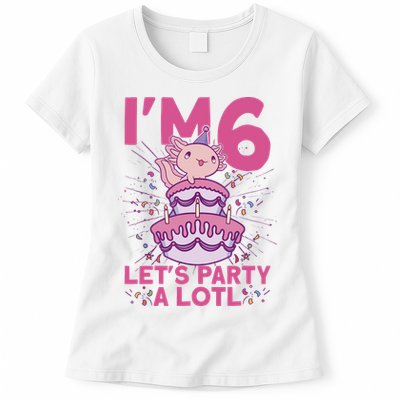 I'm 6 Bday Axolotl Party Cute 6th Birthday Axolotl Womens T-Shirt