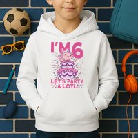 I'm 6 Bday Axolotl Party Cute 6th Birthday Axolotl Kids Hoodie