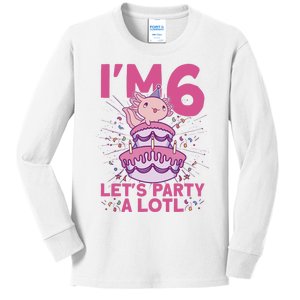 I'm 6 Bday Axolotl Party Cute 6th Birthday Axolotl Kids Long Sleeve Shirt