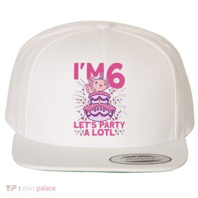 I'm 6 Bday Axolotl Party Cute 6th Birthday Axolotl Wool Snapback Cap