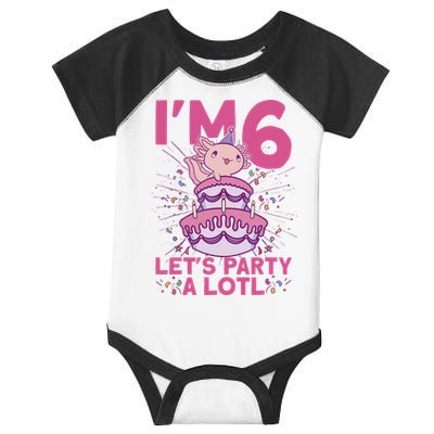 I'm 6 Bday Axolotl Party Cute 6th Birthday Axolotl Infant Baby Jersey Bodysuit